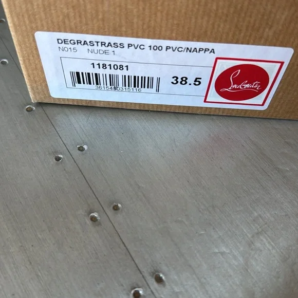 Christian Louboutin degrastrass nude pvc crystal Preowned 100mm stiletto 38.5 - Picture 13 of 14